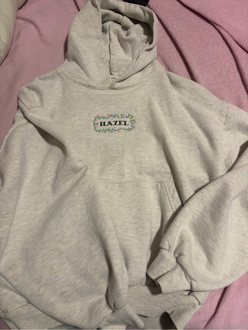 Hazel Embroidered Logo Light Gray Hoodie and matching Jogger set